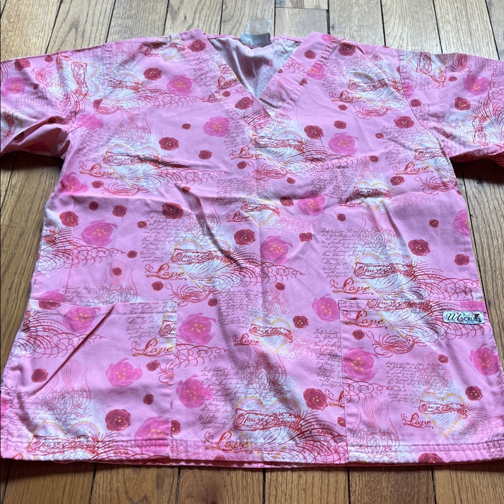 Smart Scrubs Pink Patterned Top